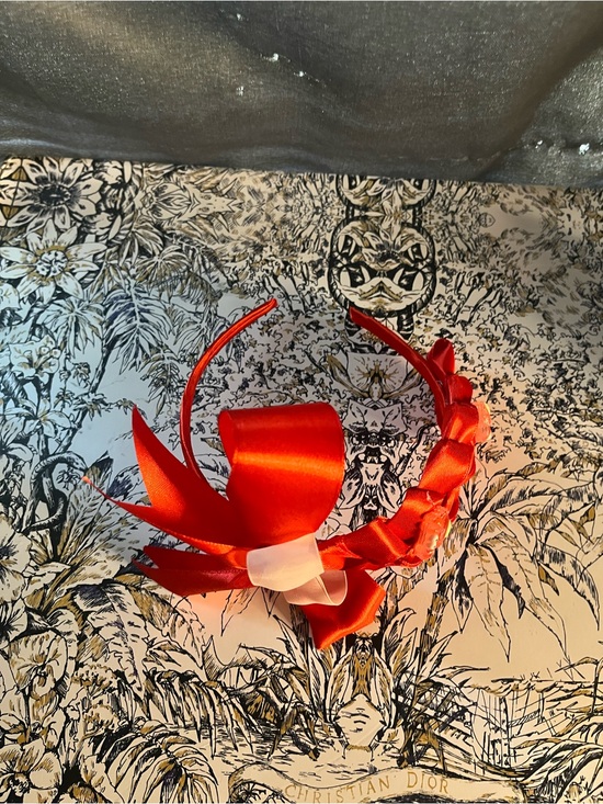 Other - Handmade Red Satin Bow with crab accents Headband